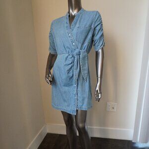 Veronica Beard Dunn Dress Blue Chambray Denim Mini Wrap Shirt Dress Size 2